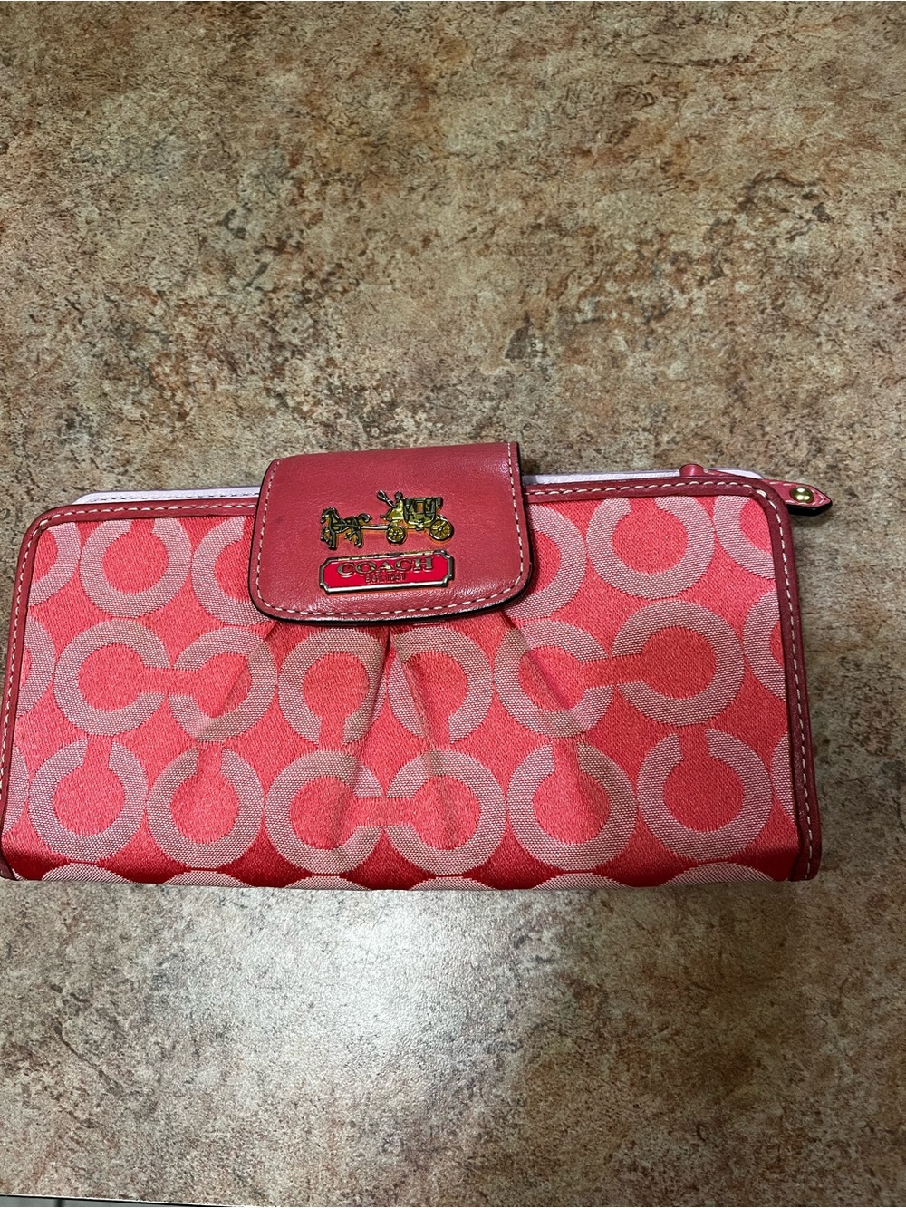 Coach Coral Signature Accordion Wallet